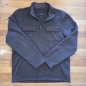 prAna Brookland 1/4 Zip Wool Blend Sweater Mens Med Brown‎ Pullover Jacket